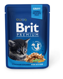 BRIT Premium Kitten set hrana umeda pisici junior, cu pui 24 x 100 g