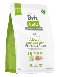 BRIT Care Sustainable Adult Medium Breed 3 kg Hrana caini adulti talie medie, cu pui si insecte