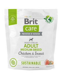 BRIT Care Sustainable Adult Medium breed Chicken & Insect 1 kg hrana caini adulti talie medie, pui si insecte