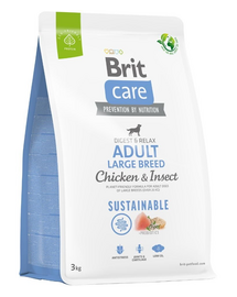 BRIT Care Dog Sustainable Adult Large Breed Chicken & Insect hrana caini talie mare 3 kg pui si insecte