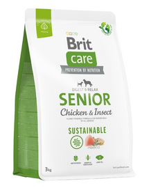 BRIT CARE Sustainable Senior Chicken & Insect 3 kg hrana caini seniori, cu pui si insecte