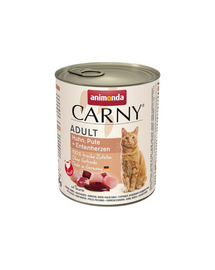 ANIMONDA Carny Adult Chicken&Turkey&Duck hearts 800 g Conserva pentru pisica, cu pui, curcan si rata