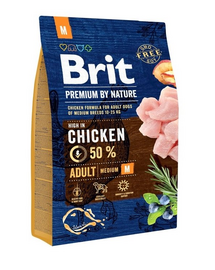 BRIT Premium By Nature Adult Medium M Hrana uscata pentru caini adulti de talie medie, cu pui 3 kg