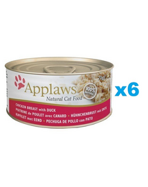 APPLAWS Cat Adult Chicken Breast with Duck in Broth Hrana pisica adulta, cu pui si rata in sos 6x156g