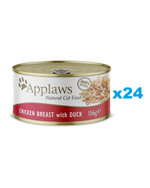 APPLAWS Cat Adult Chicken Breast with Duck in Broth Conserve pentru pisici adulte, cu pui si rata 24x156g