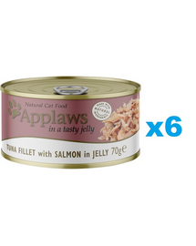 APPLAWS Cat Adult Tuna Fillet with Salmon in Jelly Conserve hrana pentru pisica senior, cu ton si somon in aspic 6x70g