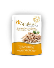 APPLAWS Cat Adult Pouch Chicken Breast with Beef in Jelly Plicuri hrana pisici, pui si vita in aspic 16x70 g