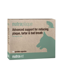 NUTRAVET Nutraplaque 120 capsule reducere placa bacteriena, tartru, respiratie urat mirositoare caini si pisici