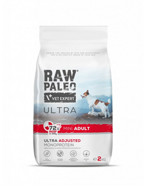 RAW PALEO Ultra Beef Mini Adult 2kg Mancare uscata caini adulti talie mica, cu vita