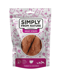 SIMPLY FROM NATURE Meat Strips Snack caini, curcan si nuca de cocos 80 g