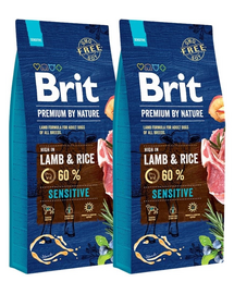 BRIT Premium By Nature Sensitive Lamb hrana uscata caini adulti cu tract digestiv sensibil, cu miel 30 kg (2 x 15 kg)