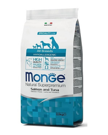 MONGE Hypoallergenic Dog hrană uscată pentru câini, cu somon și ton 2,5 kg