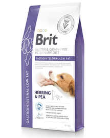 BRIT Grain Free Veterinary Diets Dog Gastrointestinal Low Fat 12 kg Hrana uscata caini cu probleme gastrice
