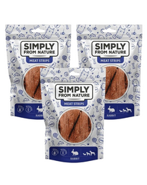 SIMPLY FROM NATURE Meat Strips Fasii iepure pentru caini 3x80 g