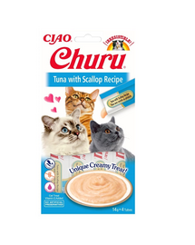 INABA Churu Cat Recompensa pentru pisici, piure cu ton si scoici 56 g