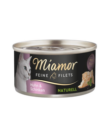 MIAMOR Feine Filets Naturell Chicken&Ham 80g pui si sunca in sos propriu, hrana pisica