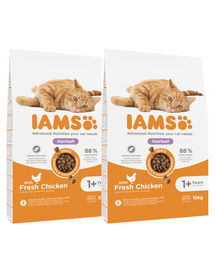 IAMS for Vitality Hrana uscata pentru pisici adulte, pentru inlaturarea ghemotoacelor de blana, cu pui 20 kg (2 x 10 kg)