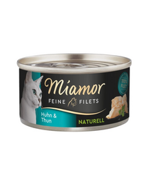 MIAMOR Feine Filets Naturell Chicken&Tuna 80g pui si ton in sos propriu, hrana pisica