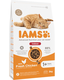 IAMS For Vitality Indoor hrana uscata pisici adulte indoor, cu pui 3 kg