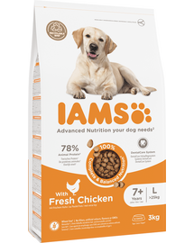 IAMS For Vitality Senior hrana uscata pentru caini seniori de talie mare, cu pui, 3 kg