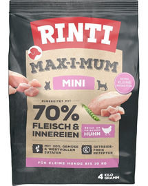 RINTI MAX-I-MUM Mini Adult Chicken hrana uscata caini adulti de talie mica, cu pui 4 kg