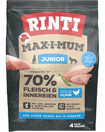 RINTI MAX-I-MUM Junior Chicken hrana uscata caini juniori, cu pui 4 kg