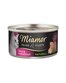 MIAMOR Feine Filets Naturell Tuna&Crab 80g ton si crab in sos propriu, hrana pisica