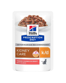 HILL'S Prescription Diet Feline k/d Kidney Care Pliculete hrana pisici cu probleme renale, cu somon 12x85 g