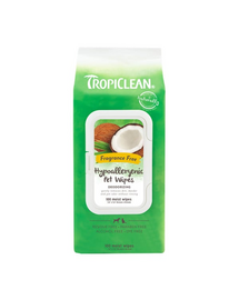 TROPICLEAN Hypoallergenic Wipes 100 buc. servetele hipoalergenice pentru caini si pisici cu piele sensibila