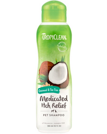 TROPICLEAN Oatmeal Tea Tree Medicated Itch Relief Shampoo 355ml sampon calmant pentru mancarimea pielii caini si pisici