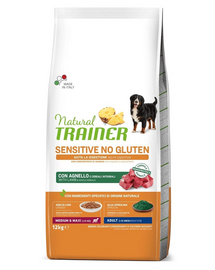 TRAINER Natural Sensitive No Gluten Medium Maxi Adult cu miel 12 kg