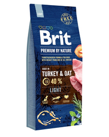 BRIT Premium By Nature Light Turkey and Oat 15 kg curcan si ovaz, hrana mentinere greutate caini