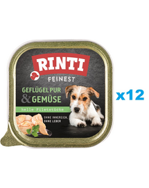 RINTI Feinest Poultry Pure&Vegetables pasare si legume 12x150 g mancare caini