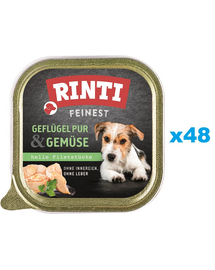 RINTI Feinest Poultry Pure&Vegetables tava mancare pentru caini 48x150 g pasare si legume