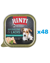 RINTI Feinest Poultry Pure&Salmon tavite hrana pentru caini 48x150 g pasare si somon