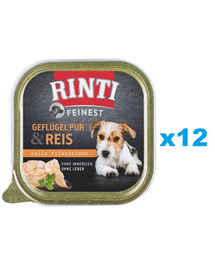 RINTI Feinest Poultry Pure&Rice pasare si orez 12x150 g mancare umeda pentru caini