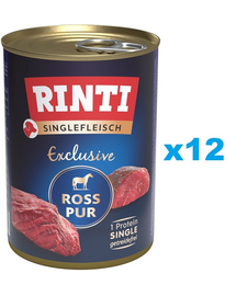 RINTI Singlefleisch Exclusive Horse Pure 12x400 g hrana caini, din cal