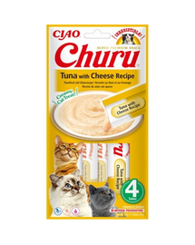 INABA Churu Tuna with cheese 4x14g ton si branza pentru pisici