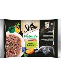 SHEBA Nature’s Collection Hrana umeda pentru pisici adulte, cu pui, curcan, ton si somon in sos 13x(4x85g)