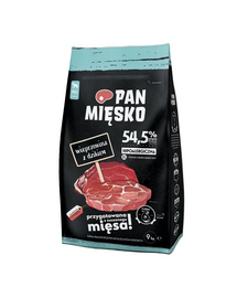 PAN MIĘSKO Sac hrana caini talie foarte mare, cu porc si mistret XL 9 kg