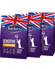 BUTCHER'S Functional Cat Sensitive hrana pisici sensibile 3x800 g cu pui