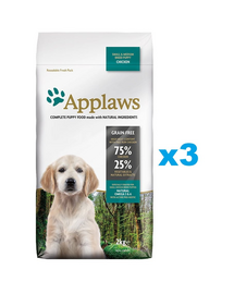 APPLAWS Puppy Small Medium Chicken 6 kg (3x2 kg) Pachet mancare catei, talie mica si medie, cu pui