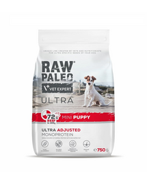 RAW PALEO Ultra Beef Mini Puppy 750g pentru catei rasa mica, cu vita