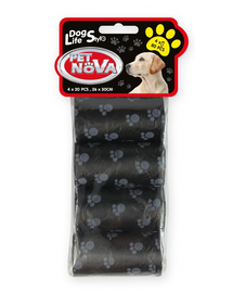 PET NOVA Dog Lifestyle Pungi igienice caini, 4 role x 20 buc, negru