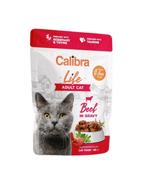 CALIBRA Cat Life Pouch Adult Beef in gravy 85 g vita in sos pentru pisici