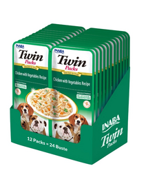 INABA Dog Twin hrana caini 24x40 g cu pui, legume in supa