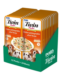 INABA Dog Twin gustare caini 24x40 g pui, legume si vita in supa