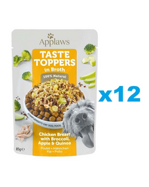 APPLAWS Taste Toppers Plicuri caini, Piept de pui, broccoli si quinoa in sos 12x85 g