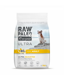 RAW PALEO Ultra Turkey Mini Adult 750g pentru caini adulti de rasa mica, curcan