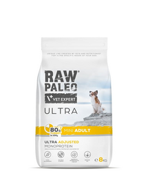 RAW PALEO Ultra Turkey Mini Adult 8kg hrana caini rasa mica, din curcan